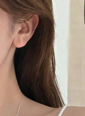 925银粉色锆石养耳洞耳钉女新款
