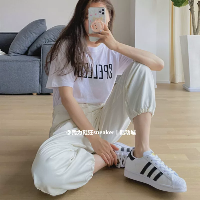 Adidas Clover Superstar золотая метка shell toe белые кроссовки для мужчин и женщин пары повседневные белые