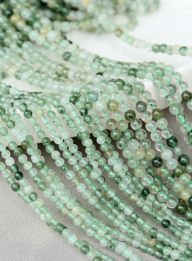天然石2-3mm小圆珠 水晶玛瑙绿发晶散珠 diy饰品配件材料