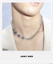 JAMIY WEE original design natural ice seed First line Manau jade fish bone titanium steel lock bone chain necklace booking section