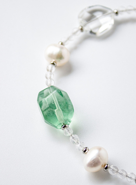 福禄寿doudou春暖花开去见你主题手链天然珍珠绿萤石白水晶饰品女