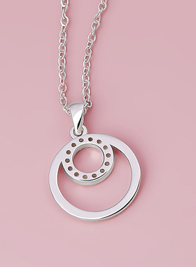 海盗船银饰同心圆项链