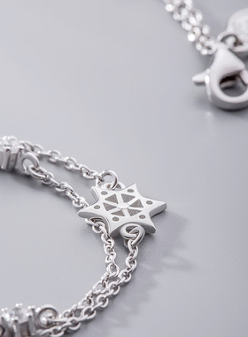 海盗船银饰六芒星手链女小众设计