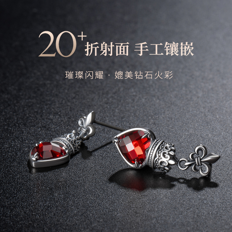海盗船银饰耳环2020新款潮高级感小众银耳钉简约女气质复古黑耳饰
