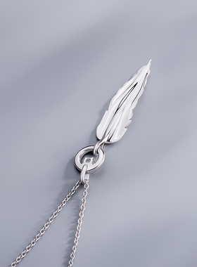 海盗船银饰羽毛项链女复古吊坠