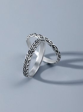 海盗船银饰叠搭戒指女简约小众