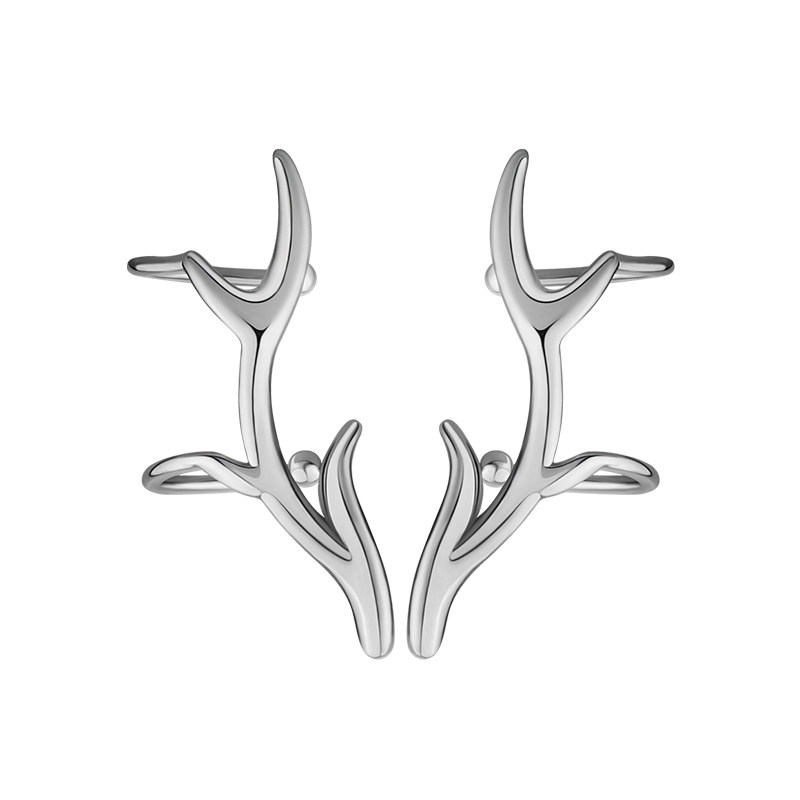 海盗船银饰鹿角银耳夹女2022年新款潮秋冬森系网红耳饰设计感耳环,淘宝优惠券,粉丝福利购,淘宝优惠卷