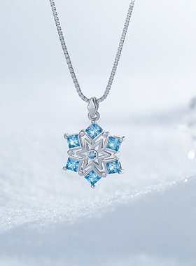 海盗船雪花项链女简约小众银吊坠