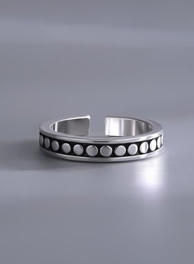 海盗船银饰新款铆钉银戒指925银复古欧美个性指环日韩潮人饰品女