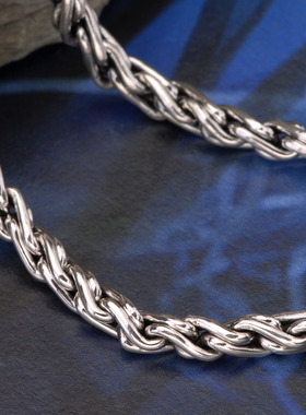 海盗船麻绳银项链女重工款小众