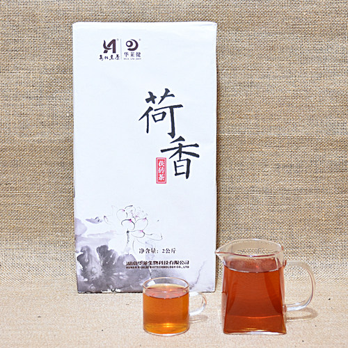 正宗湖南华莱安化黑茶荷香茯砖本地料优质荷叶决明子金花茯砖2kg - 图0