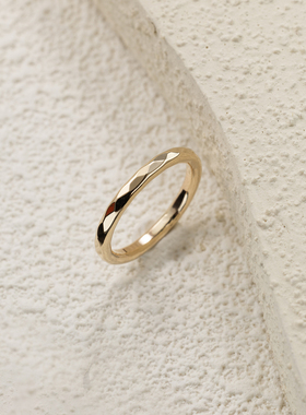 14K包金厚重质感 经典切面素圈食指尾戒女 高级感轻奢小众精致