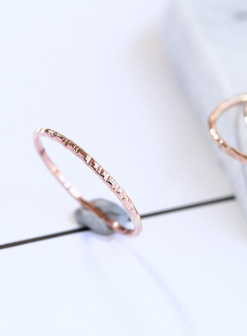 14K包金切面彩金玫瑰金戒指超细 女闺蜜关节尾戒小指 欧美简约