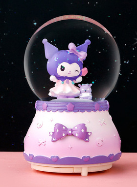 玉桂狗卡通发光水晶球八音盒