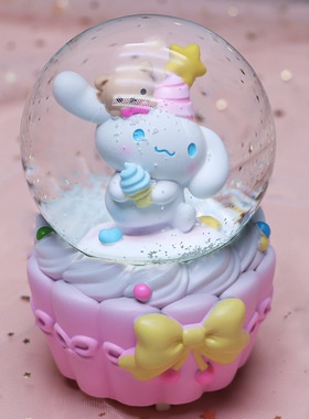 玉桂狗儿童卡通发光水晶球音乐盒