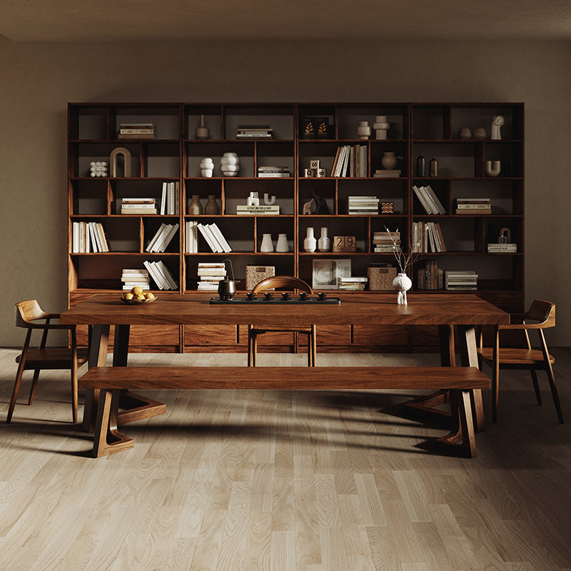 高档南美胡桃木大板茶桌椅组合一桌五椅全实木泡茶台家用书桌办公,淘宝优惠券,粉丝福利购,淘宝优惠卷