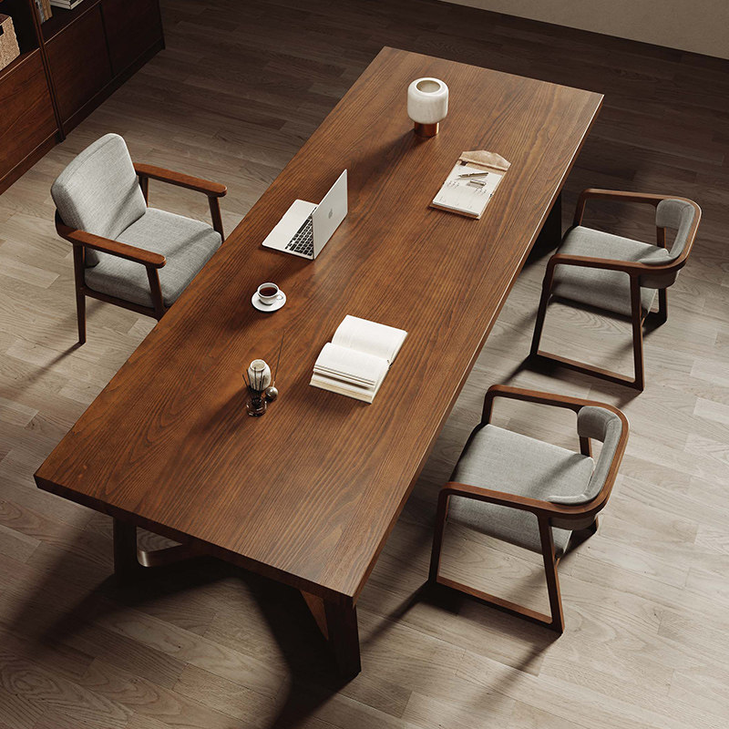 北美白蜡木茶桌椅组合家用新中式实木大板茶台一桌五椅办公室泡茶,淘宝优惠券,粉丝福利购,淘宝优惠卷