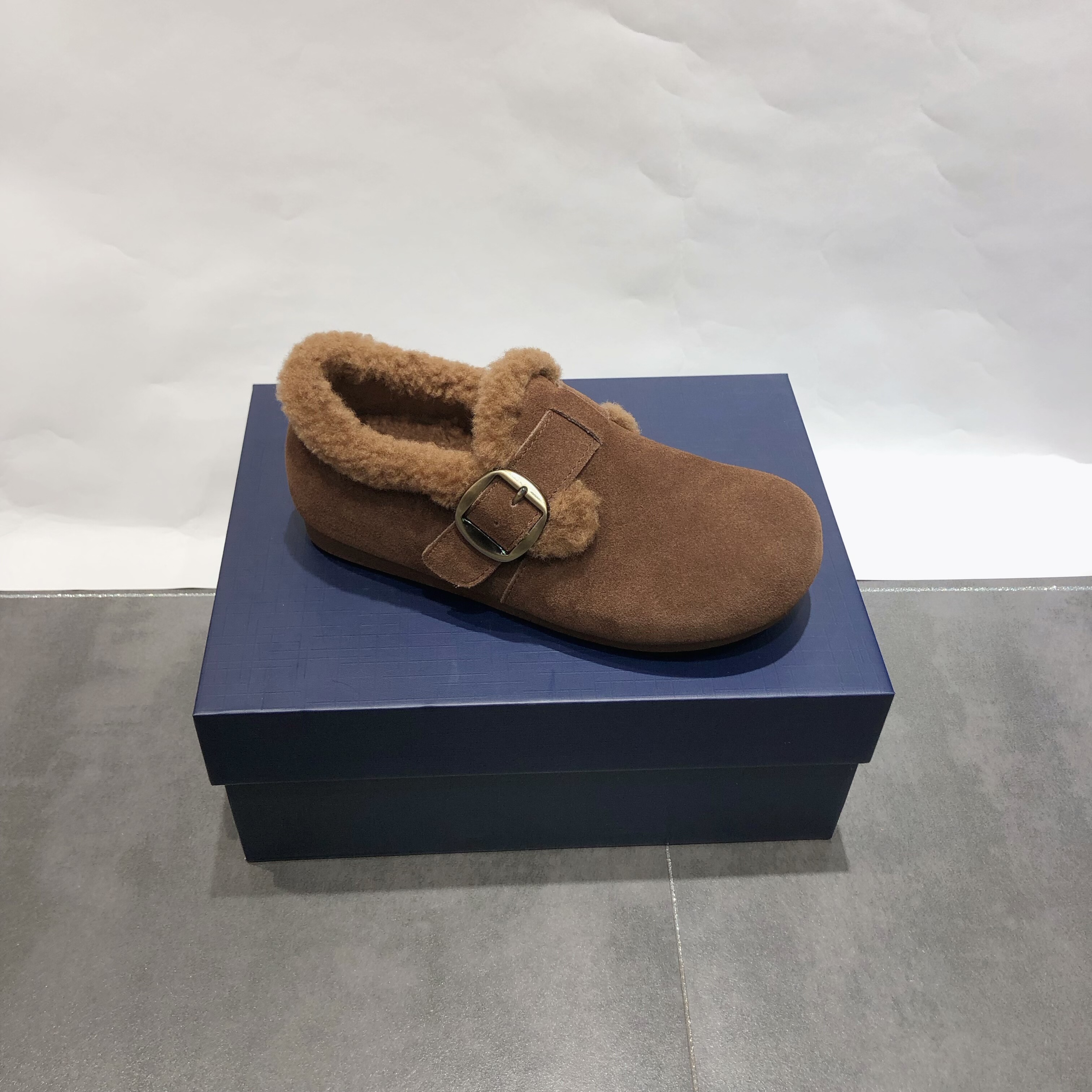 凡柔内增高勃肯鞋女2025冬季加绒保暖懒人一脚蹬毛毛鞋休闲豆豆鞋 - 图3