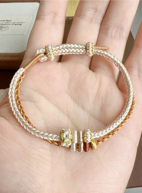 八股四股手绳可穿黄金饰品吊坠女