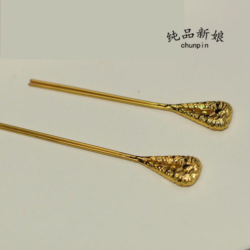 中式宋制双面汉服宫廷发簪头饰金色古风发饰新娘秀禾服龙凤褂配饰 - 图2
