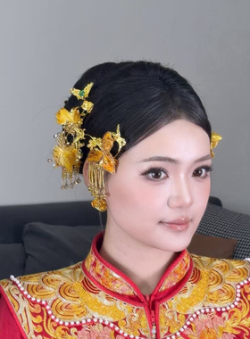 纯品新娘金色流苏鬓角夹