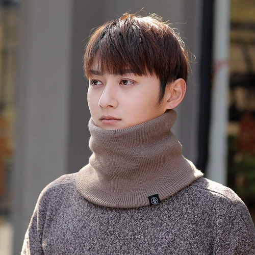 Мужской зимний утепленный шарф, удерживающий тепло шерстяной ветрозащитный шарф-платок, в корейском стиле, с защитой шеи