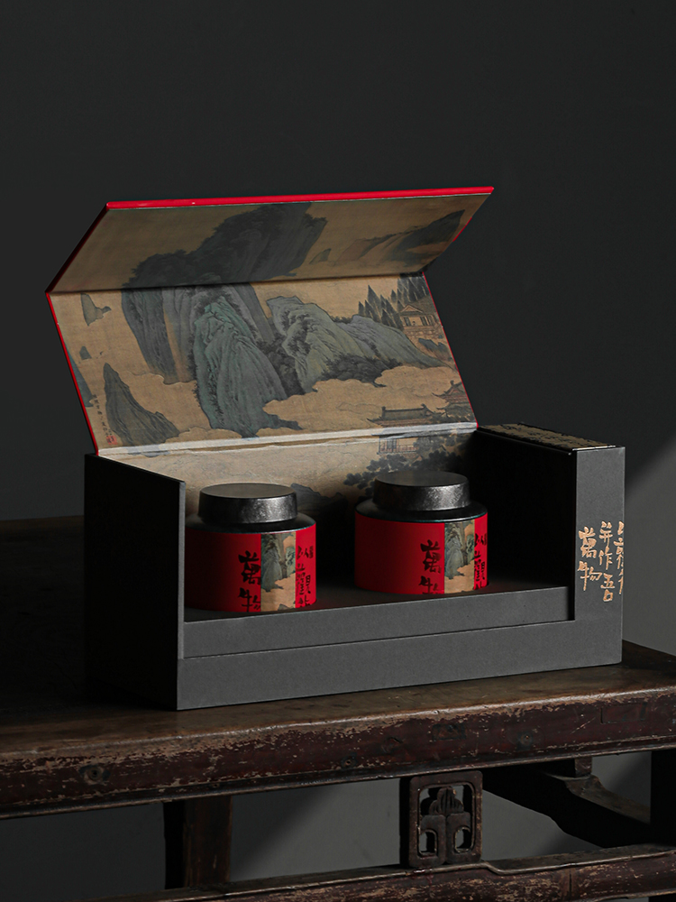 中式茶叶罐乌龙茶叶空礼盒茶包装密封铁罐红茶白毫银针包装盒定制