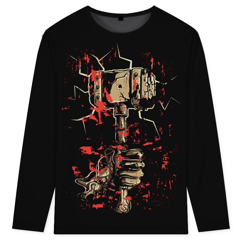 欧美潮牌嘻哈长袖扑克牌骷髅秋t恤 波阁T恤