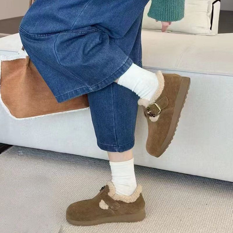 芭笛尔2025冬新款真皮勃肯鞋女毛毛鞋百搭平底加绒保暖棉鞋69332,淘宝优惠券,粉丝福利购,淘宝优惠卷