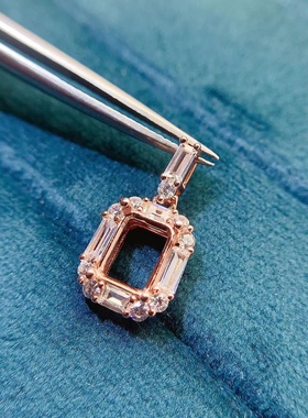 s925银饰吊坠空托长方形6*8mm时尚气质简约百搭吊坠托项链坠托