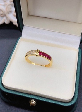 时尚精美卡镶戒指空托方3*3mm 4粒 s925纯银镀18k金 DIY手工