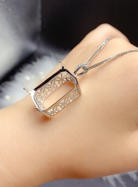 s925银饰吊坠空托适合厚度裸石