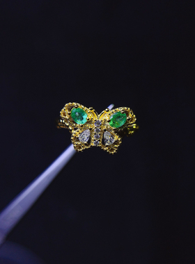 通体s925银戒指空托女时尚百搭气质镶彩宝椭圆形3*4mm祖母绿戒指