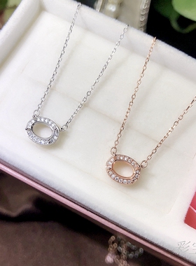 椭圆形秀气风锁骨链银饰吊坠