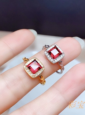 银饰戒指正方形空托时尚百搭瑞丽