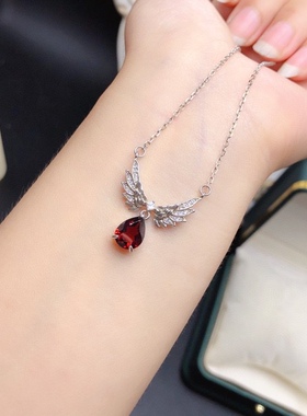 天使之翼款水滴7*9mm锁骨链吊坠空托未镶嵌s925银镀金饰品精工艺