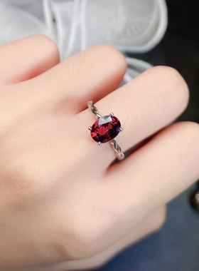 s925银饰戒指空托麻花简约百搭椭圆4*65*76*87*98*10mm镶镁铝榴石