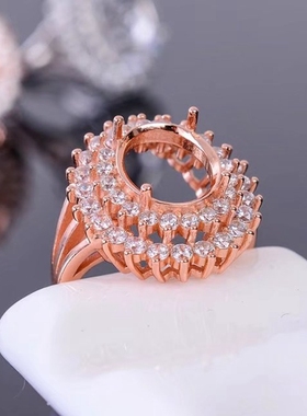 s925纯银双围锆戒指空托