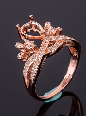 时尚豪华风翡翠水晶戒指空托