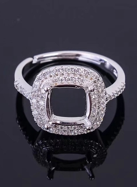 925银方形戒指空托