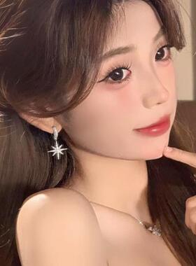 银色重工微镶米字耳扣耳环女时尚