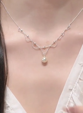 甜美法式蕾丝珠珠锁骨链项链女设计感日韩气质2026气质配饰潮