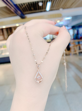 灵动款镶钻水滴项链女短款网红百搭锁骨链设计感钛钢不掉色配饰潮