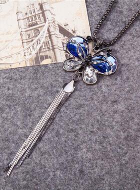 创意款 蝴蝶毛衣项链女 韩国项链秋冬配饰时尚百搭流苏挂饰装饰品