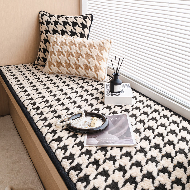 Houndstooth bay window mat window sill cushion autumn and winter 2025 new style balcony bedroom tatami mat light luxury customization
