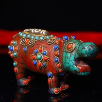 Tibetan pastoral bronze tire pure handmade pinch of tenor pearl Manau River Horse inlaid jewel Tianzhu River Horse