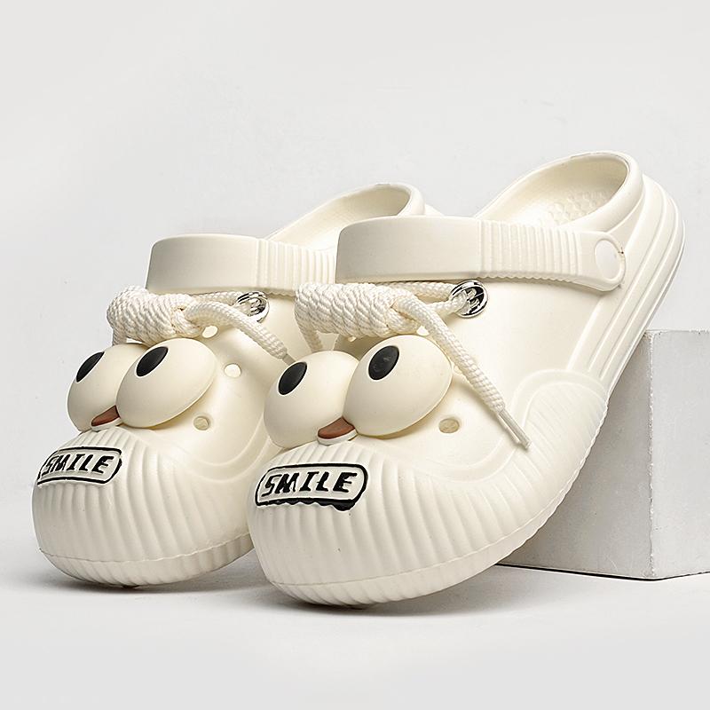 2025夏季新款大眼凉鞋女两穿凉拖鞋外穿沙滩洞洞鞋包头EVA凉拖鞋 - 图1