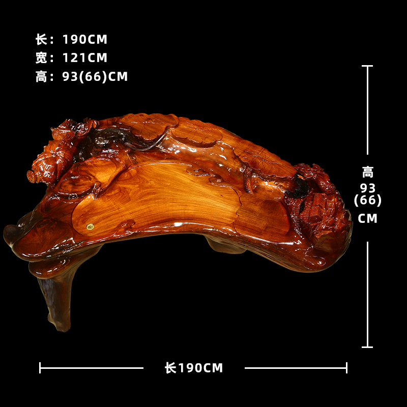 典艺阁老挝红花梨根雕茶几金玉满堂实木手工雕刻循环流水功夫茶台
