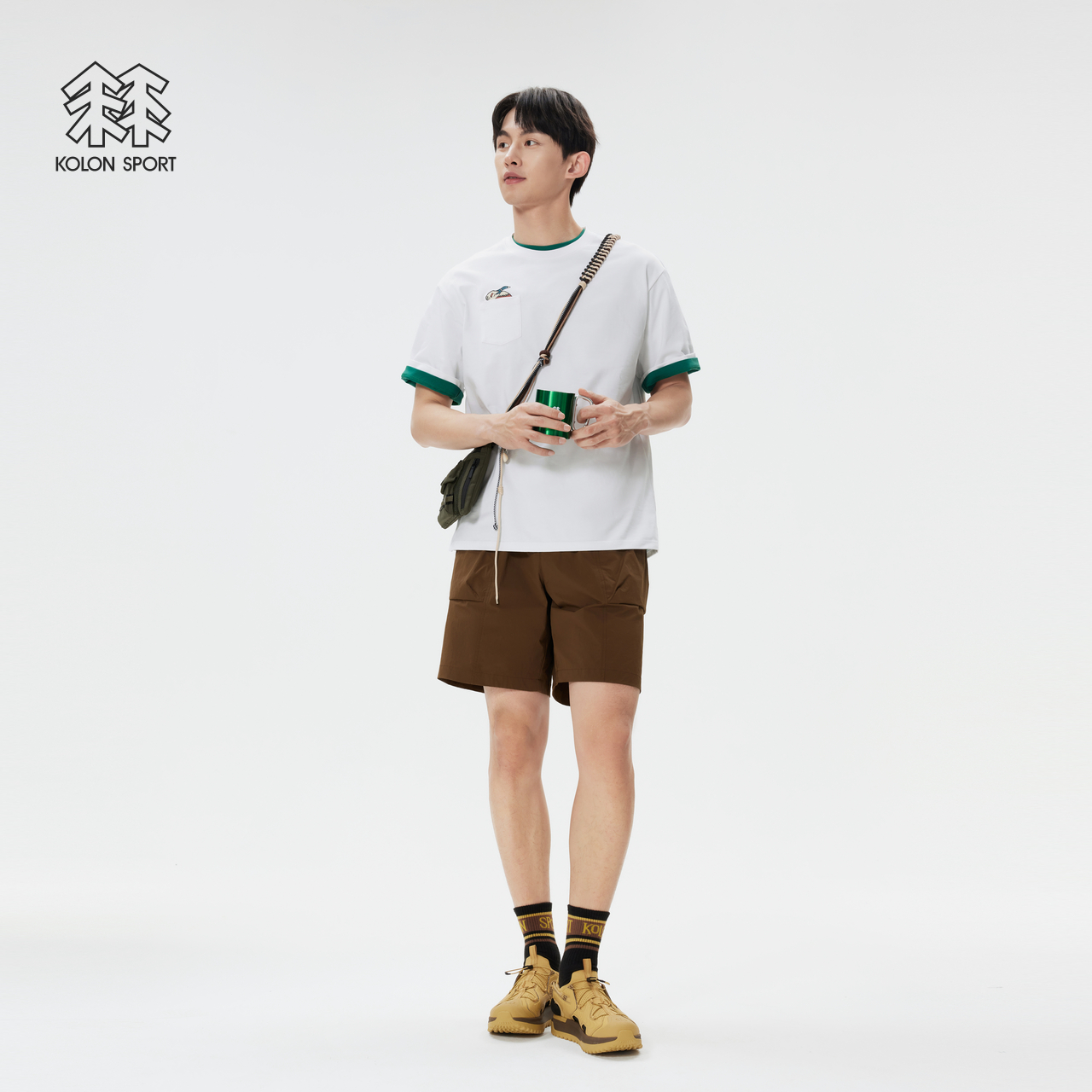 KOLON SPORT可隆短袖T恤日本艺术家NAIJEL合作口袋印花圆领上衣 - 图2