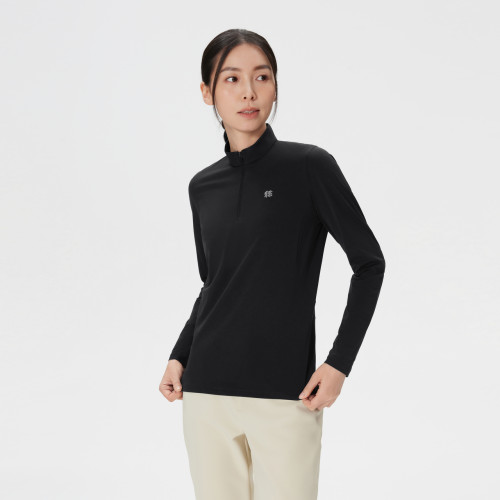 KOLON SPORT可隆吸湿速干T恤男女徒步NATURETOP半拉链长袖T恤 - 图1